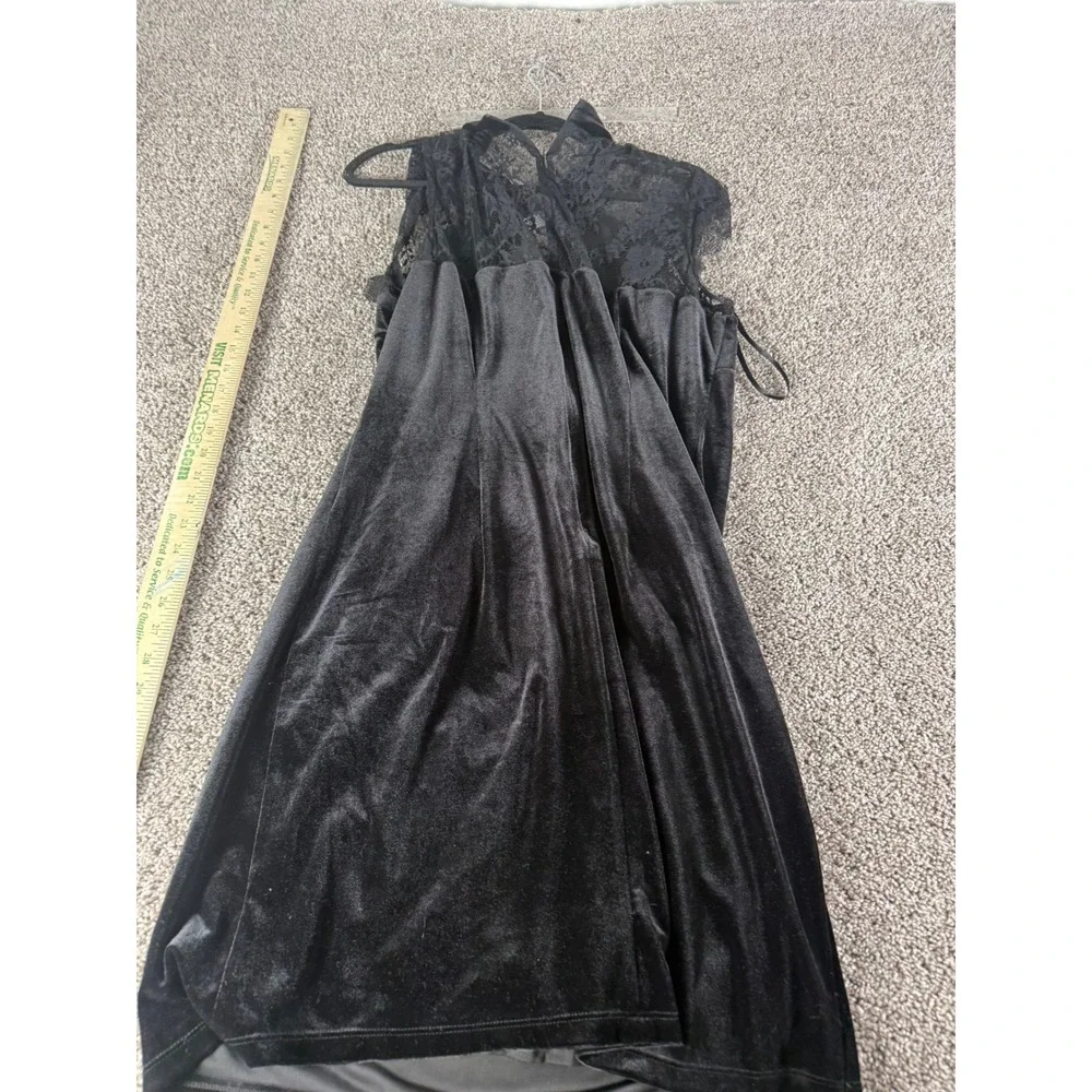 White‎ House Black Market Black Velvet Lace Shift Dress Size 14 570222341